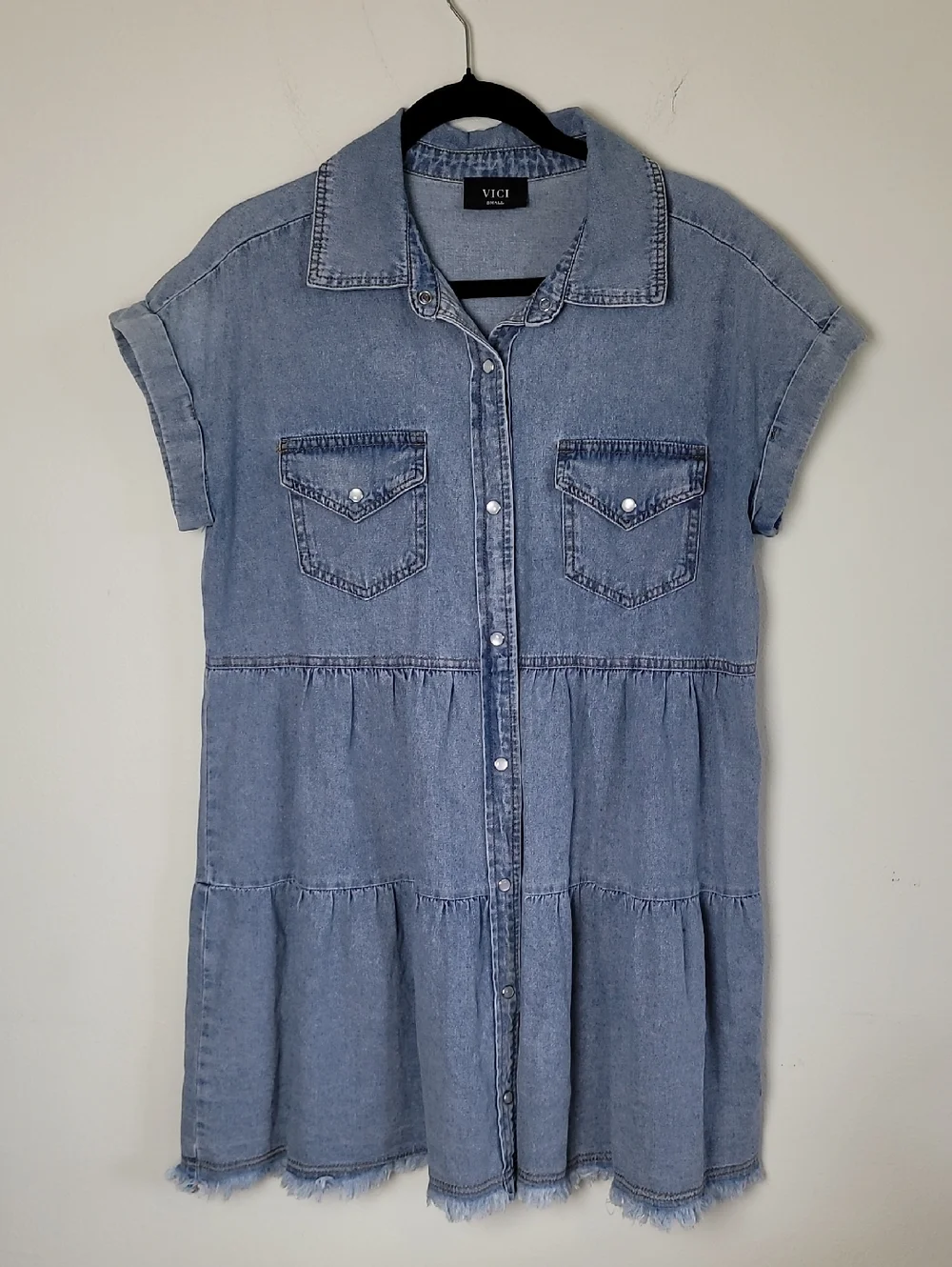 VICI Tiered Denim Babydoll Dress. Sz: Small